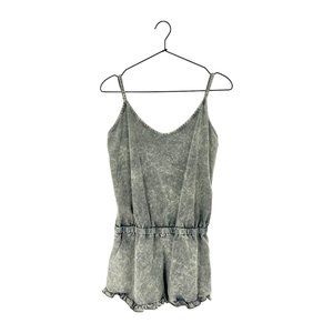 Full Tilt Acid Wash Frill Hem Romper | Large